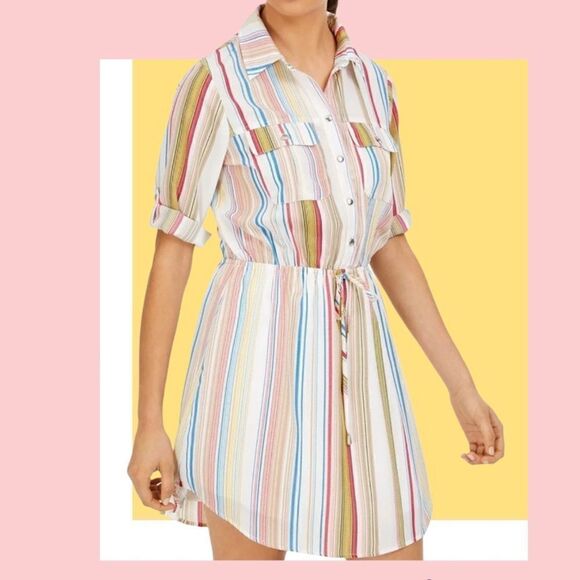 Bebop Multicolor Striped Long Sleeve Dress. - Picture 1 of 9